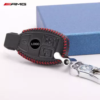 Чехол для ключа кожаный (черный) с брелком для GLC