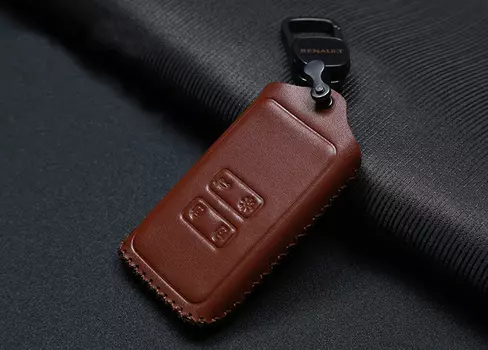 Чехол для ключа с крючком (черный, эко кожа) для Renault Koleos 2017 -