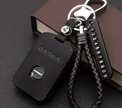 Чехол для ключа с номером телефона (черный) для Volvo V90 2017 -