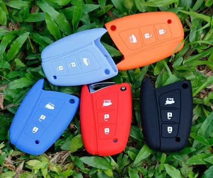 Чехол для ключа силиконовый (черный, эмблема Hyundai) для Санта Фе 4 (Hyundai Santa Fe 2015 - 2018)