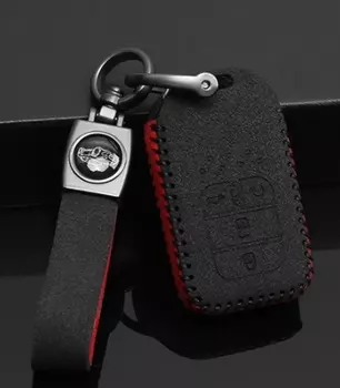 Чехол для ключей (черный с красной строчкой, 4 кнопки) Honda CRV 2020-