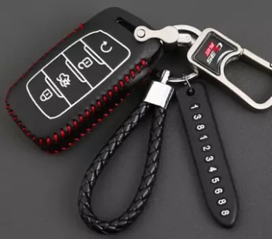 Чехол для ключей (черный с красной строчкой) Changan CS35 Plus 2019-