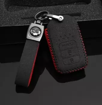 Чехол для ключей (черный с красной строчкой) Honda CRV 2020-