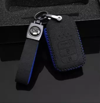 Чехол для ключей (черный с синей строчкой) Honda CRV 2020-