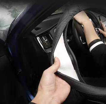 Чехол руля (кожа, темно-серый)