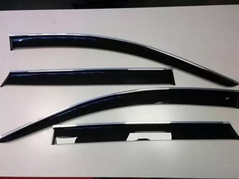 Дефлекторы окон с хром молдингом Cobra Tuning для Kia Rio 2017 -