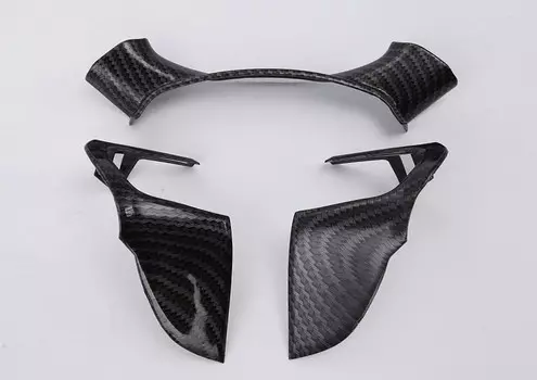 Декоративные вставки в руль (серебро, черный карбон) для GAC Trumpchi GS8 2018, 2019, 2020