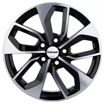 Диск колесный Carwel Эльтон 1703 7xR17 5x112 ET46 ЦО66,6 черный глянцевый с полированной лицевой частью 31323