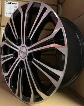 Диск колесный Carwel Кудро 1610 6,5xR16 5x108 ET50 ЦО63,35 черный глянцевый с полированной лицевой частью 32795