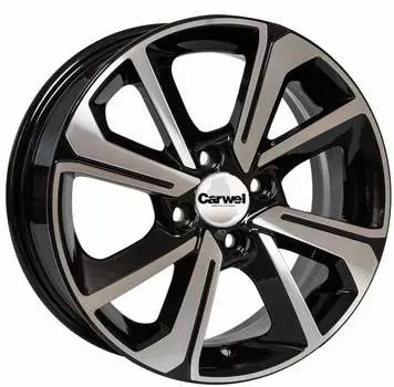 Диск колесный Carwel Воже 1501 6xR15 4x100 ET46 ЦО54,1 чёрный глянцевый с полированной лицевой частью 036175