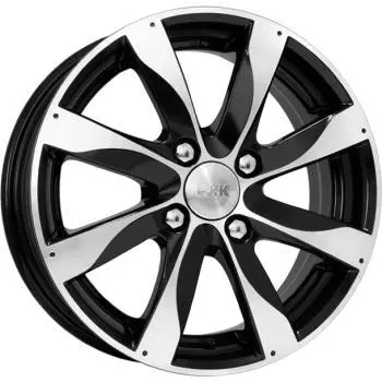 Диск колесный КиК Джемини 5.5xR14 4x100 ET39 ЦО67.1 черный глянцевый с полированной лицевой частью 12905