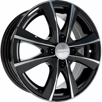 Диск колесный СКАД Мальта 6xR15 4x114.3 ET45 ЦО56.6 черный глянцевый с полированной лицевой частью 1640405