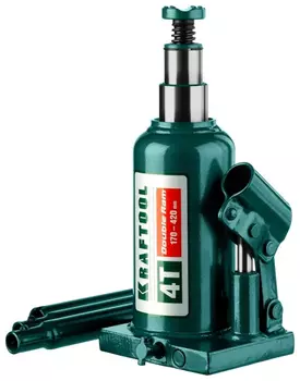 Домкрат бутылочный гидравлический Kraftool Double Ram 43463-4 (4 т)