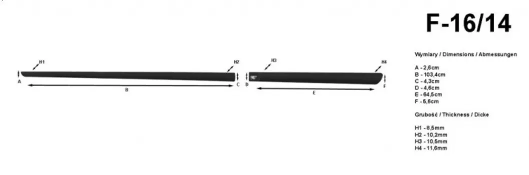 Комплект боковых молдингов Rider F-16/14 для Mitsubishi Lancer 2007 -