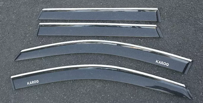 Комплект дефлекторов окон с хром-молдингом (4 шт.) Skoda Karoq 2020 (Шкода Карок)