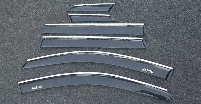 Комплект дефлекторов окон с хром-молдингом (6 шт.) Skoda Karoq 2020 (Шкода Карок)