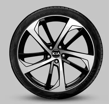 Комплект из алюминевых 17 дюймовых дисков Katana черный полированный, включая шины VREDESTEIN Vredestein и датчики для KIA Ceed 2018 - 2019