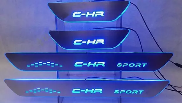 Комплект LED-накладок на дверные пороги (надпись "C-HR", "C-HR Sport") для Toyota C-HR 2018 -