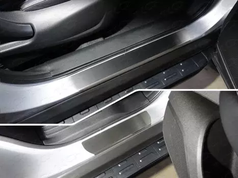 Комплект накладок на дверные пороги (лист шлифованый) ТСС RENKOL17-02 для Renault Koleos 2017 -