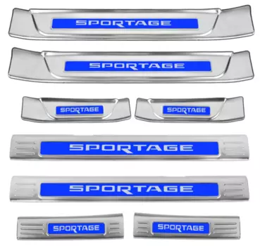 Комплект накладок на дверные пороги (надпись "Sportage") для Kia Sportage III 2010-2015