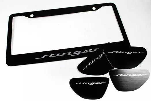 Комплект накладок в дверные ручки и рамка номерного знака для KIA Stinger 2018 -