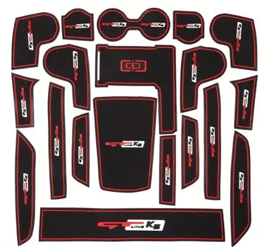 Комплект защитных декоративных ковриков GT-line в двери и центральную консоль KIA K5 2020-