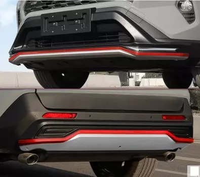 Комплект защиты бамперов Rongfang красные Toyota RAV4 2019-