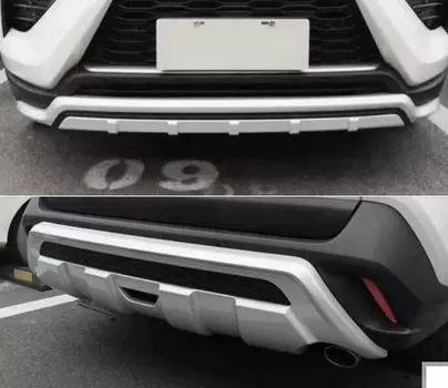 Комплект защиты бамперов серебряные Toyota RAV4 2019-