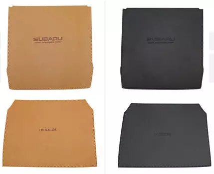 Коврик на торпеду (кожа, черный, коричневый) для Subaru Forester 2018 - 2019
