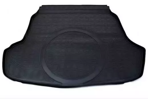 Коврик в багажник (полиуретан, черный, с выступом под запаску, SD) Норпласт NPA00-T31-621 Hyundai Sonata VII 2017-