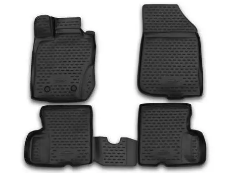 Коврики 3D в салон, 4 штуки (полиуретан, черные, 4 WD) Element CARNIS10057k Nissan Terrano (3G) D10 2014-