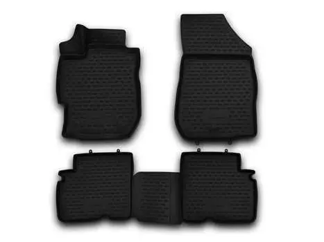 Коврики 3D в салон, 4 штуки (полиуретан, черные) Element CARNIS10055k Nissan Almera (3G) G15 2012-