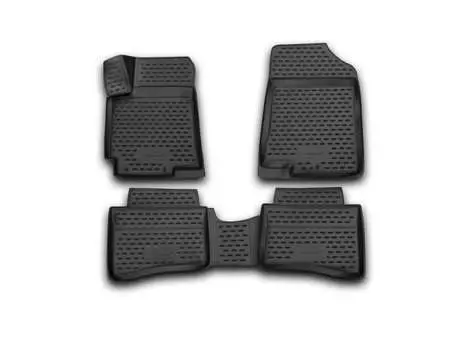 Коврики 3D в салон, 4 штуки (полиуретан, черные, HB, SD) Element NLC.3D.20.59.210 Hyundai Solaris (1G) рест. 2014-