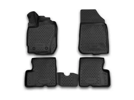 Коврики 3D в салон, 4 штуки (полиуретан, черные, с ручкой для дист.открытия лючка бенз.) Element NLC.3D.41.40.210k Renault Duster (1G) рест. 2015-