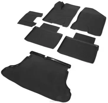 Коврики салона и багажного отсека, комплект на автомобиль, 5 мест, резиновые для Санта Фе 4 (Hyundai Santa Fe) 2018 - 2019