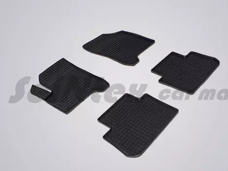 Коврики салона резиновые с рисунком "Сетка", черные Seintex 1464 Citroen C3 Picasso 2009-