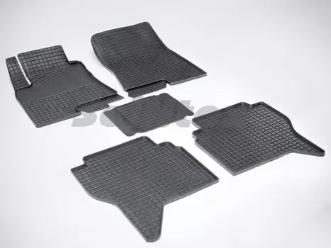 Коврики салона резиновые с рисунком "Сетка", черные Seintex 561 Mitsubishi Pajero IV 2007-