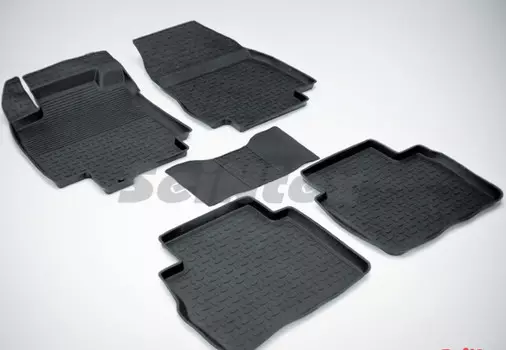 Коврики салона резиновые с высоким бортиком Seintex 1560 Nissan Tiida 2008 - 2014