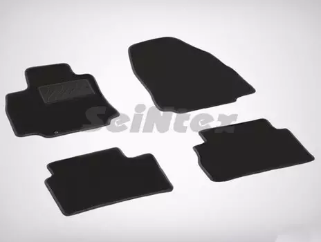Коврики салона текстильные на резиновой основе LUX, черные Seintex 83169 Nissan Tiida 2008 - 2014