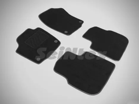 Коврики салона текстильные на резиновой основе LUX, черные Seintex 85494 Skoda Rapid 2014-