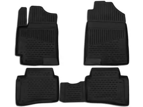 Коврики в салон, 4 штуки (полиуретан, черные, Comfort) Element ELEMENT2065210 Hyundai Solaris (2G) 2017-