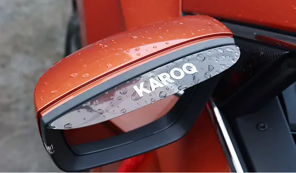 Козырьки на боковые зеркала (темные, надпись "Karoq") Skoda Karoq 2020 (Шкода Карок)