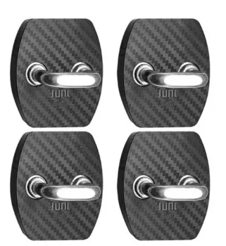Крышки на петли дверных замков (черный карбон) для Санта Фе 4 (Hyundai Santa Fe 2018 - 2019)
