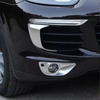 Матовые серебристые накладки на передние противотуманные фары для Porsche Cayenne