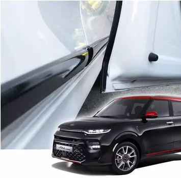 Молдинги боковых дверей (черный карбон) для Kia Soul (Киа Соул) 2019, 2020