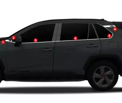 Молдинги на низ окон (12 штук) Magical MGC00112 для Toyota RAV4 (5G) XA50 2019-