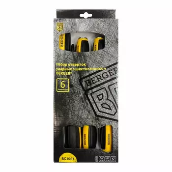 Набор отверток ударных с шестигранником (6 предметов) Berger BG1067