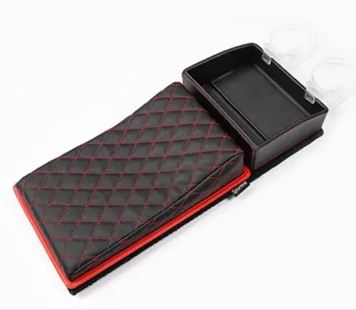 Накладка на подлокотник с ящиком (черный с красным) Toyota RAV4 2019-