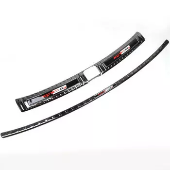 Накладка на порог багажника и задний бампер (нержавеющая сталь, разный стиль) для КИА Селтос (KIA Seltos) 2020