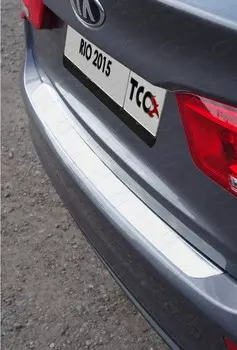 Накладка на задний бампер (лист шлифованный) Компания ТСС KIARIO15-08 KIA Rio III 2015 - 2016